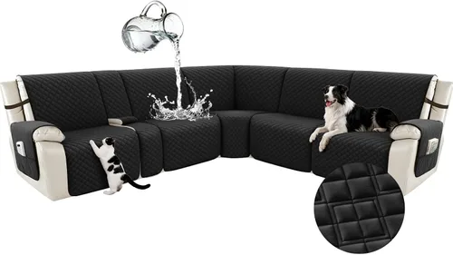 Vista 68 de Arfntevss Fundas para sofá seccional reclinable para sofá seccional en forma de L, funda antideslizante lavable para sofá reclinable con forma de L