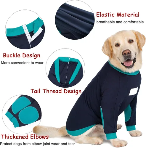 Vista 4 de Camisas para perro, protector de codo, patas delanteras, traje de recuperación para perro para dejar de lamer, funda para heridas poscirugía