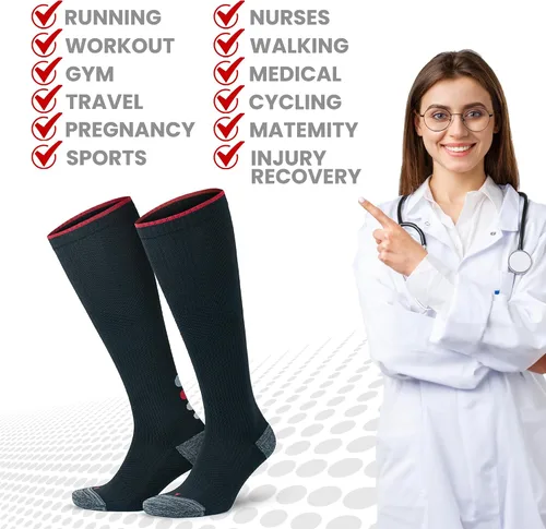 Vista 9 de GoWith Compression Socks for Men & Women, Cushioned 20-30 mmHg Graduated Compression Running Socks, Athletic Knee High Socks