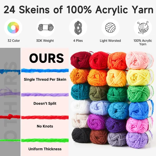 Vista 4 de Kit de Ganchillo INSCRAFT para Principiantes Adultos Niños - Gran Kit de Inicio de Tejido para Artesanía Colorida para Profesionales, Haz Proyectos