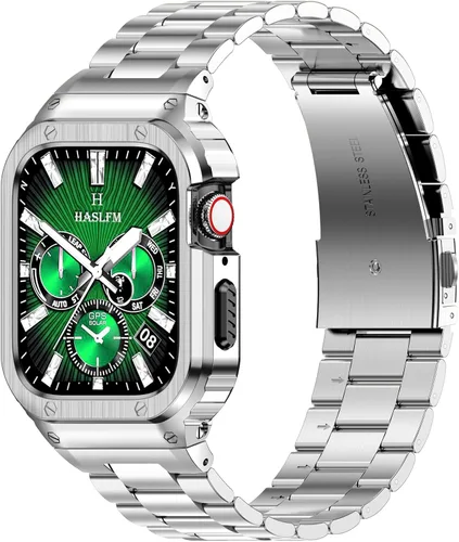 Vista 16 de Correa y funda de acero inoxidable compatible con Apple Watch Band 1.496 Negro