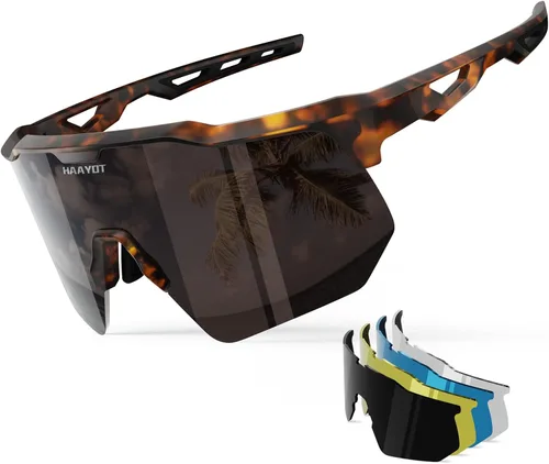Vista 17 de HAAYOT Gafas de sol deportivas polarizadas para hombres y mujeres, jóvenes, béisbol, ciclismo, correr, softbol, ciclismo, 5 lentes