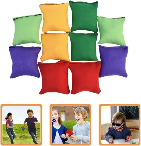 Vista 8 de Toyvian 10 bolsas de frijoles de nailon para lanzar pufs, divertidos deportes al aire libre, juegos familiares para juegos de lanzamiento de manos