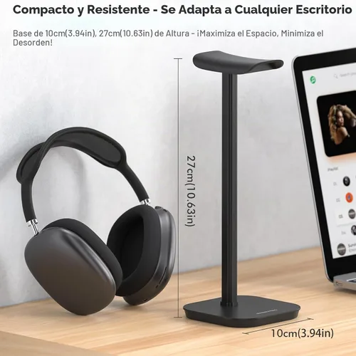 Vista 2 de Soporte para Auriculares, Soporte para Auriculares de Escritorio con Base Pesada, Soporte de Escritorio para Auriculares de Aluminio para Gaming