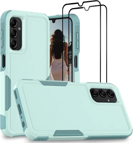 Vista 155 de Jeylly Compatible con Samsung Galaxy A22 5G Funda, Funda Samsung A22 5G con 2pcs protectores de pantalla de vidrio templado