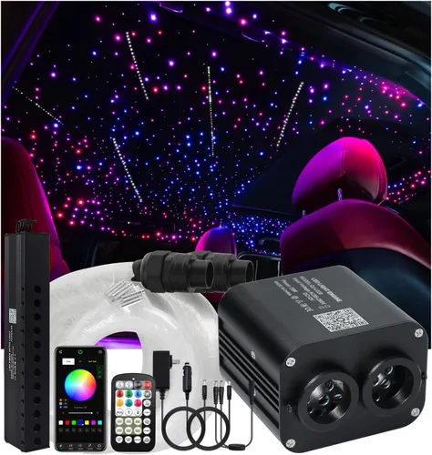 Vista 17 de Twinkle Starlight Headliner Light,16W 400pcs 6.5ft LED Star Kit de luz de fibra óptica de techo APP/Control remoto para coche/hogar/fiesta