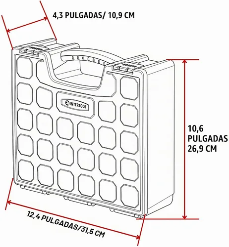 Vista 3 de INTERTOOL Organizador de Ferretería con 7 Contenedores Removibles Profundos - Caja de Herramientas de Almacenamiento de Piezas Pequeñas