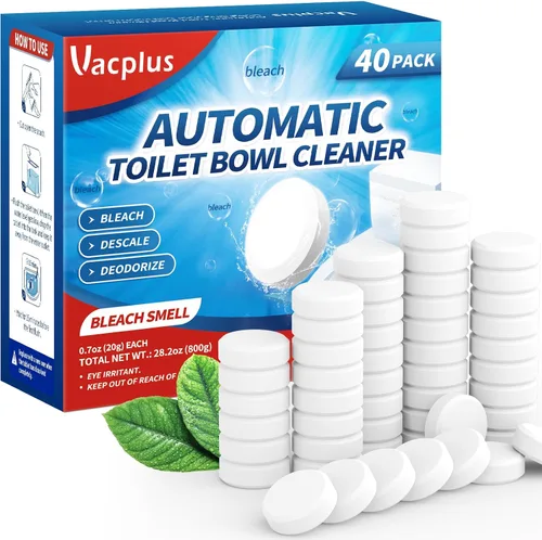 Vista 10 de Vacplus Tabletas Limpiadoras de Taza de Inodoro PAQUETE DE 20, Limpiadores Automáticos con Blanqueador, Limpiadores de Tanque de Inodoro