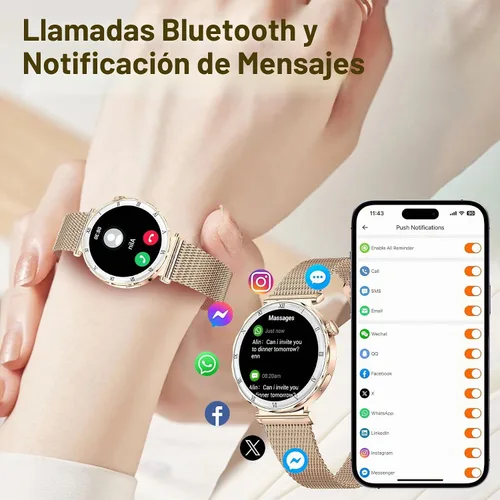 Vista 4 de Smart Watches for Women (Answer/Make Calls),1.19" AMOLED Slim, Rose Gold