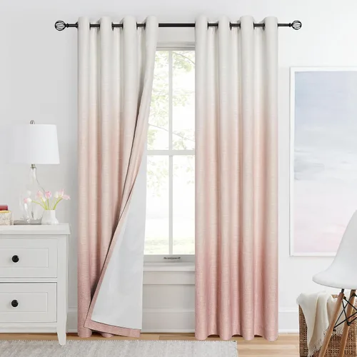 Vista 14 de Paneles de cortinas opacas con aislamiento térmico y reducción de ruido, cortinas rústicas para dormitorio, textura de lino pesado, juego