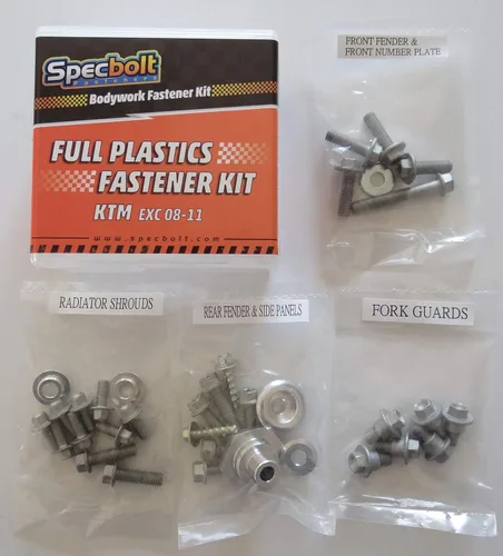 Vista 2 de Specbolt Kit de pernos de sujeción de cuerpo completo de plástico compatible con: KTM - EXC (2008-2011) #0811