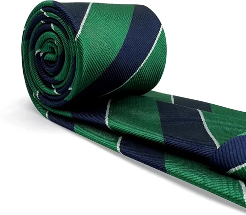 Vista 5 de S&W SHLAX&WING Corbata para hombres Lazos a rayas verde, amarillo y azul para trajes de negocios