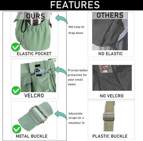 Vista 5 de Bolso bandolera de lona para hombres y mujeres, bolso vintage para laptop, bolsa grande con múltiples bolsillos