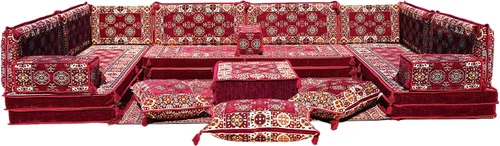 Vista 50 de arabicsofa Sofás seccionales en U hechos a mano – Asientos tradicionales en el suelo estilo Jalsa árabe