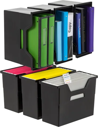 Vista 12 de IRIS Contenedor de plástico para libros de Estados Unidos, paquete de 8, caja de contenedor de conexión vertical para oficina, dormitorio, estudio
