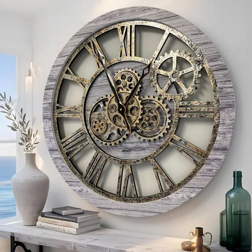 Vista 8 de ImprovingLife El Reloj de Engranajes El Reloj de Pared Original con Engranaje de Movimiento Real Vintage Industrial de Gran Tamaño Rústico de Granja