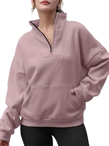 Vista 5 de Trendy Queen Sudaderas con media cremallera, sudaderas con capucha de gran tamaño, suéteres de otoño 2023 Y2K ropa de invierno