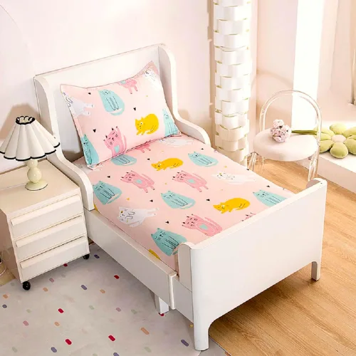 Vista 7 de Juego de 2 sábanas bajeras y fundas de almohada suaves para cama con bonitos patrones de cachorros, sábanas estampadas con patrón de perritos para 2