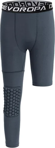 Vista 16 de DEVOROPA Youth Boys' Compression Pants with Knee Pads 3/4 Basketball Athletic Tights Quick Dry Sports Workout Leggings Negro