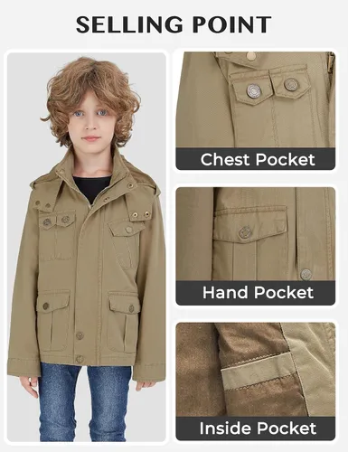 Vista 4 de WenVen - Chaqueta de algodón ligero con capucha para niño