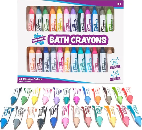 Vista 11 de Tub Works® Smooth™ - Crayones de baño de juguete de baño, paquete de 12 Crayones de baño no tóxicos y lavables para niños pequeños y niños