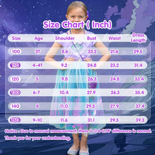 Vista 5 de Vestido de Sirena para Niñas, Disfraz de Princesa para Halloween, Cosplay, Vestido Elegante para Fiestas de Cumpleaños