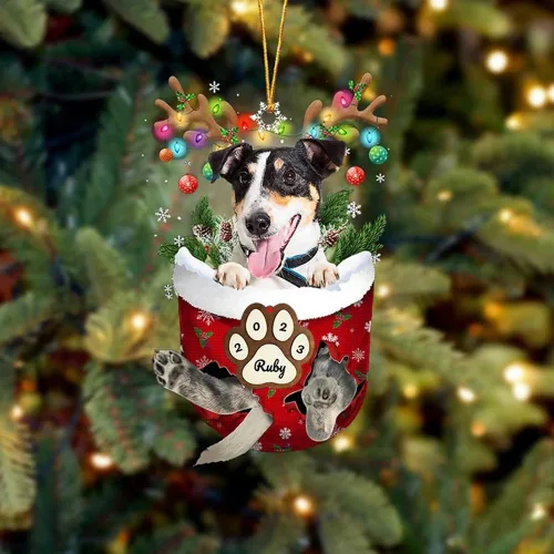 Vista 124 de Adornos personalizados de Pug cervatillo – Decoración personalizada para árbol de Navidad con patas de bolsillo de nieve