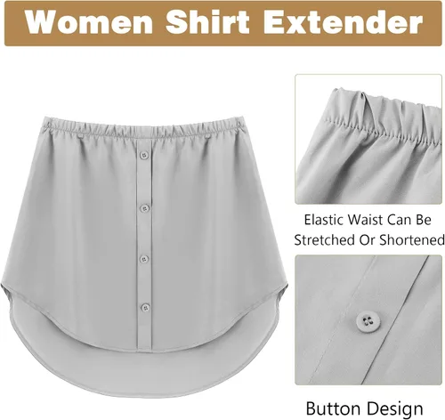 Vista 2 de Extensión de blusa ajustable para mujer, capa falsa de blusas, sudaderas, suéteres, minifalda para simular blusa, 2 unidades.