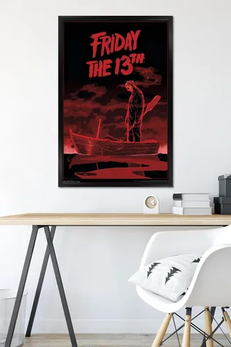 Vista 6 de Trends International Friday The 13th - Póster de pared de barco, 22.375 x 34 pulgadas, versión enmarcada en negro