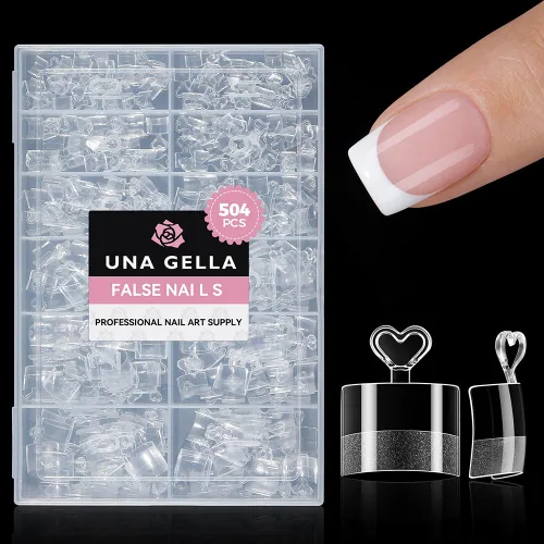 Vista 23 de UNA GELLA Puntas de uñas de gel de almendra cortas: 504 puntas de uñas