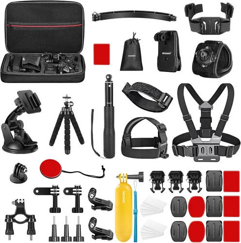 Vista 10 de NEEWER Basics Kit de Accesorios 16 en 1 Compatible con DJI OSMO Pocket 3, Mini Trípode, Varilla Selfie, Correa de Pecho, Montura Magnética