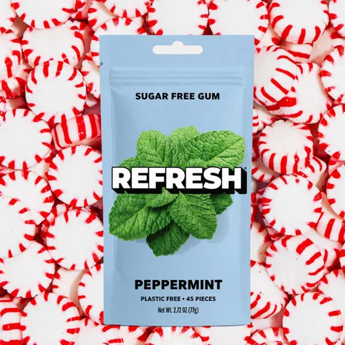 Vista 6 de Refresh Gum Peppermint, goma de mascar de xilitol natural sin azúcar, 45