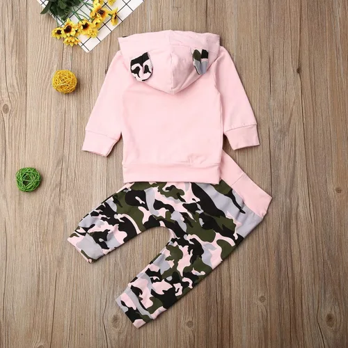 Vista 7 de Conjunto de ropa para bebé niño con capucha para otoño e invierno, pantalones de género neutro de manga larga