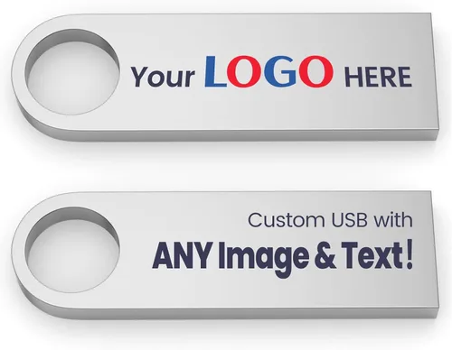 Vista 2 de Paquete de 20 unidades flash USB de metal personalizadas Wooolken Pen Drive 2.0 con patrón de texto grabado de la empresa o logotipo personalizado