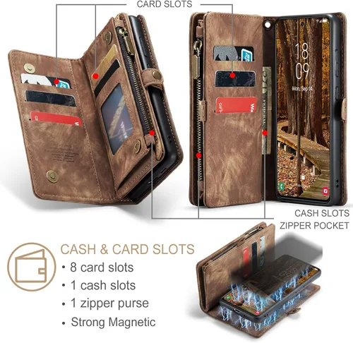 Vista 3 de Asuwish Funda de teléfono para Samsung Galaxy S23 Plus 5G con cremallera, funda desmontable con protector de pantalla de vidrio templado y tarjetero