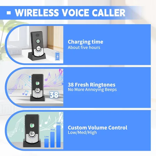Vista 2 de Timbre inalámbrico de 2 vías, intercomunicador para interiores y exteriores, 3280 pies de largo alcance, sistema de intercomunicadores para puerta