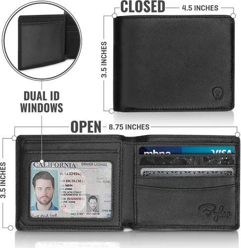 Vista 4 de Billetera de dos espacios para identificación, sostenedor de RFID, compartimento para tarjetas de capacidad extra, lo mejor en protección