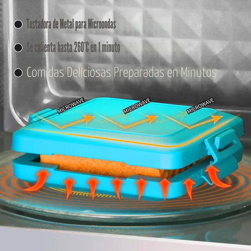 Vista 2 de MKYSAIL Tostador, Tostador de Microondas, Fabricante de Sándwiches, Fabricante de Panini, Apto para Lavavajillas, SIN Electricidad, Inalámbrico