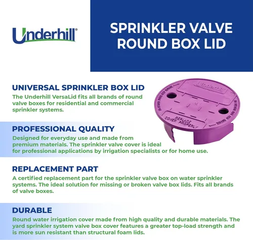 Vista 3 de Underhill Tapa de Caja de Válvula de Rociador Redonda, VersaLid 6 Pulgadas a 7 Pulgadas Universal, Cubierta para Sistema de Riego Automático