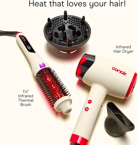Vista 10 de Conair InfinitiPRO - Secador de pelo infrarrojo con doble acondicionador iónico, incluye difusor y concentrador, secador de secado rápido