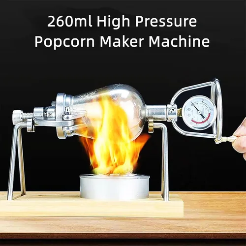 Vista 2 de Máquina de palomitas de maíz de mano, máquina de palomitas de maíz con calefacción a fuego abierto, máquina de palomitas de maíz de acero