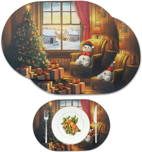 Vista 40 de Autumn Placemats Set of 2 Waterproof Wipeable 12X18 Inch Faux Leather Non Slip Heat Resistant Mats for Thanksgiving Dinner Outdoor Decor