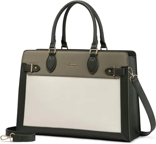 Vista 12 de LOVEVOOK Bolsa para laptop para mujeres, Bolsa tote grande de cuero PU de 15.6 pulgadas, Bolsa de trabajo profesional para maestras, Maletín