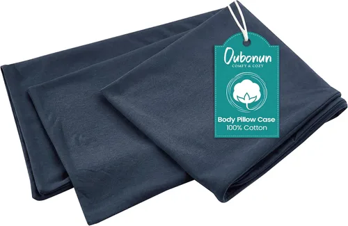 Vista 11 de Oubonun Funda de almohada corporal 100% algodón jersey con cremallera, funda de almohada extraíble suave de lujo, larga y esponjosa, de punto