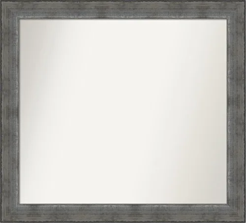 Vista 228 de Amanti Art Espejo de baño plateado para sobre el fregadero, 24 x 24 pulgadas, espejo cuadrado de peltre forjado a medida, marco de madera casual