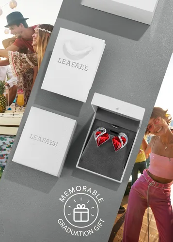 Vista 5 de Leafael - Aretes de cristal con forma de corazón infinito para mujer, aretes de moda en tono plateado, regalos para mujer, aretes