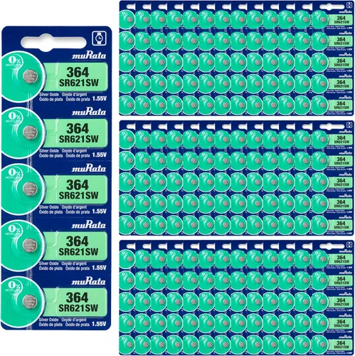 Vista 13 de Murata Batería 364 SR621SW 1.55V Celda de botón de reloj de óxido de plata (5 baterías)
