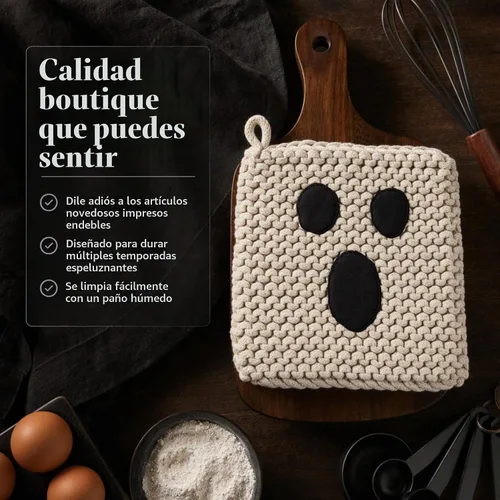 Vista 5 de Mud Pie Soporte para ollas de Halloween fantasma, almohadilla caliente