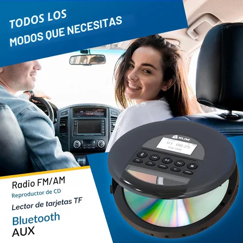 Vista 3 de KLIM Nomad - Reproductor de CD portátil con batería de larga duración - con auriculares - Radio FM - Reproductor de CD MP3 portátil compatible