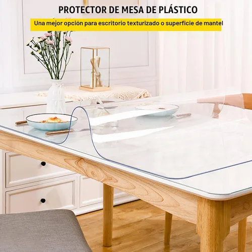 Vista 3 de VEVOR - Protector de escritorio transparente, 42 x 78 pulgadas, de 1.5 mm de grosor, rectangular, de plástico impermeable, antiarañazos y fácil